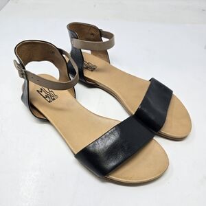 NEW Miz Mooz Womens Size 11 Alanis Black Leather Flats Ankle Sandals